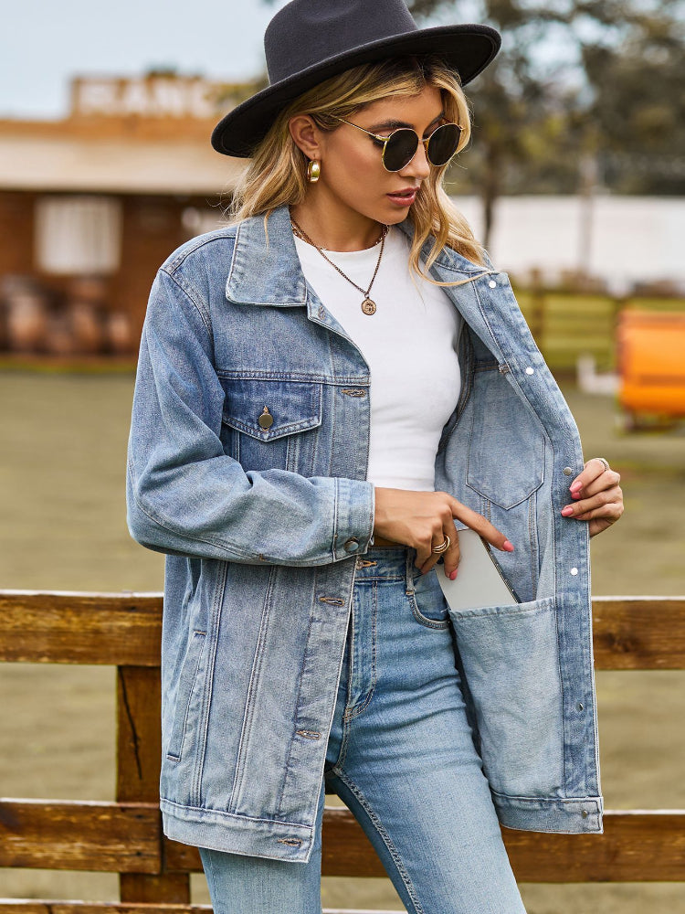 Women's Classic Slim Fit Lapel Denim Coat