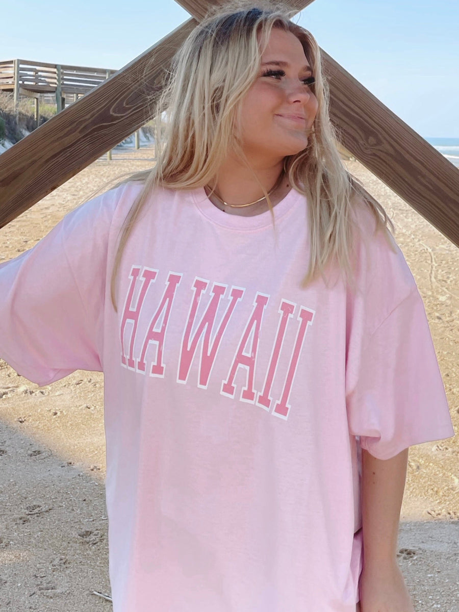 Women's Preppy Pink Hawaii Short Sleeve Shirt