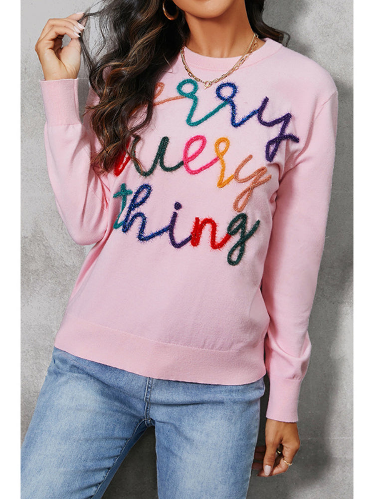 Women's Casual Merry Everything Pink Knit Sweater
