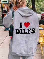 I Love Dilfs Printed Long Sleeve Preppy Asthetic Hoodie