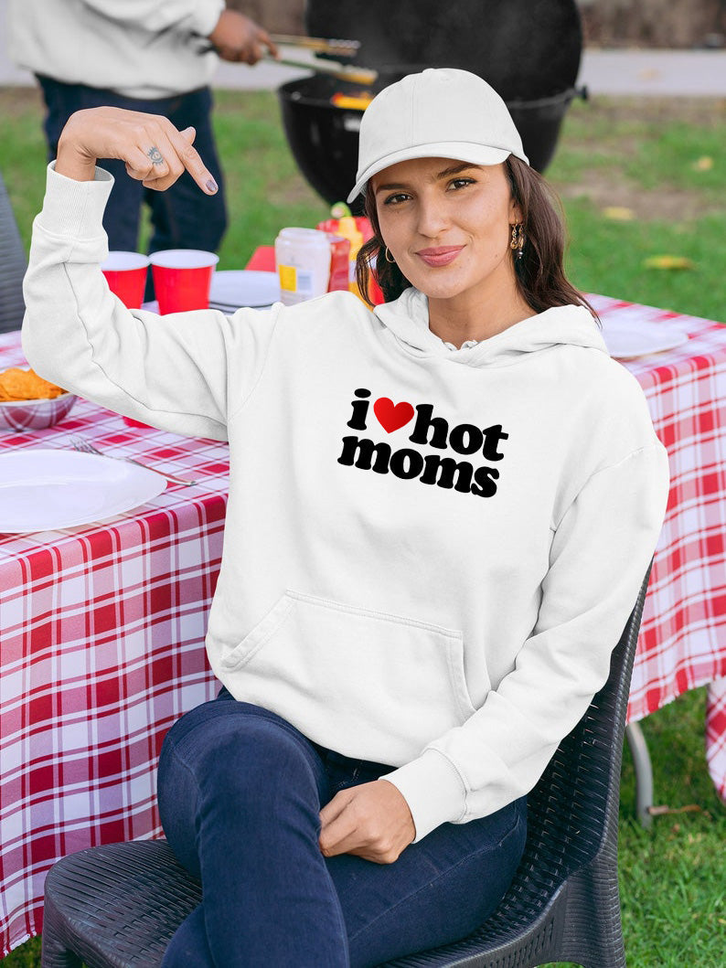 Oversized I Love Heart Hot Moms Hoodies