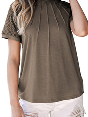 Women's Crewneck Patchwork Lace Top Shirt
