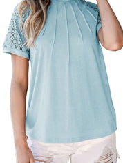 Women's Crewneck Patchwork Lace Top Shirt