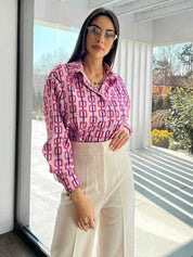 Chic Soho Long Sleeve Button-Up Collared Blouse