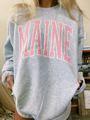 Oversized Preppy Maine Crew Neck Sweatshirt