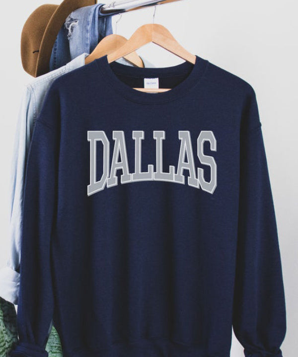 Ladies Dallas Letter Crewneck Sweatshirt