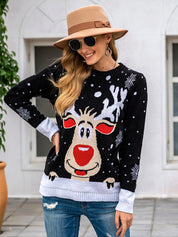 Women's Funny Reindeer Knit Ugly Christmas Sweater