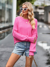 Women's Slouchy Solid Crewneck Cashmere Baggy Sweater