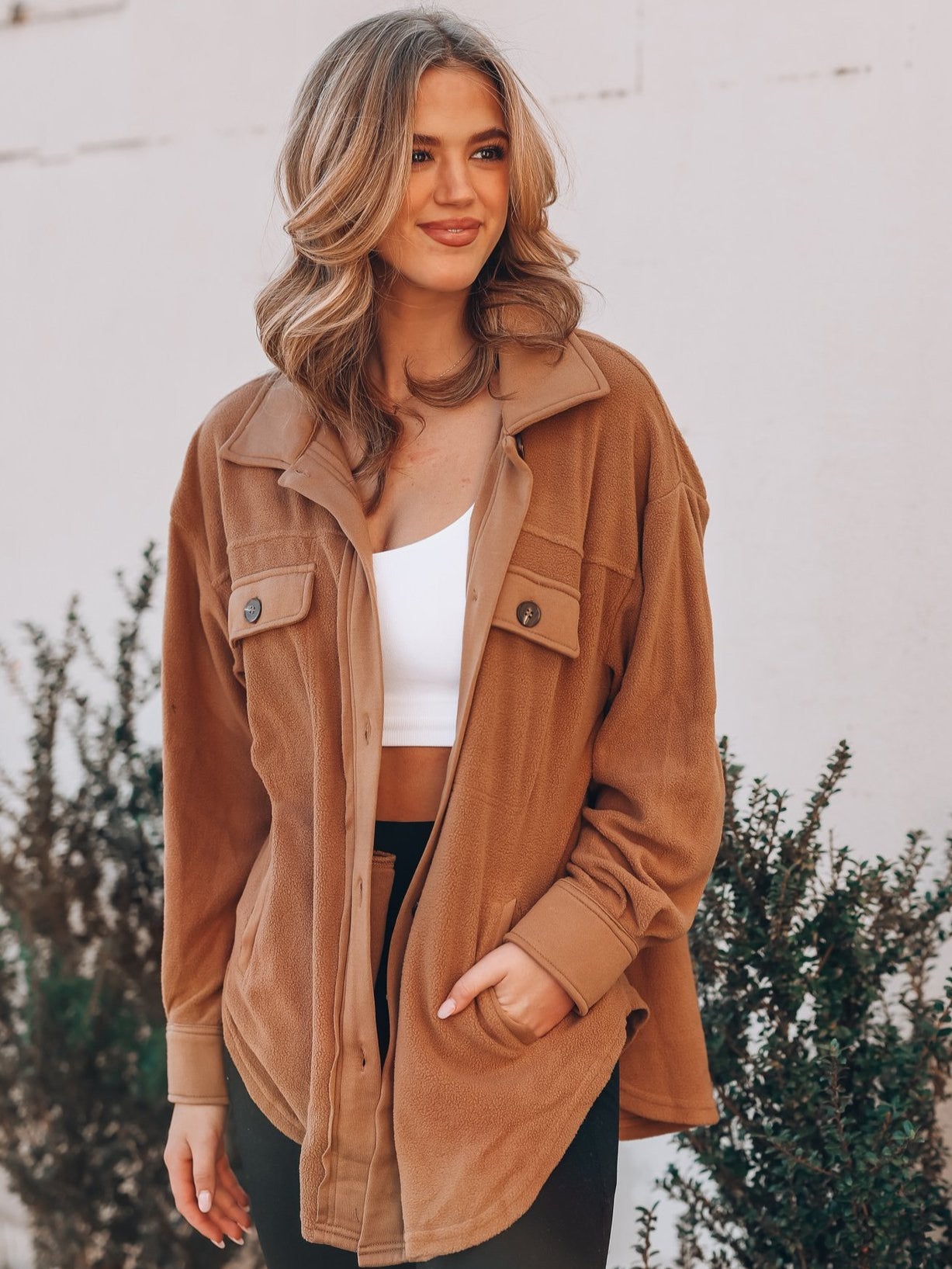 Women's Retro Button Down Plush Baggy Shirt Jacket