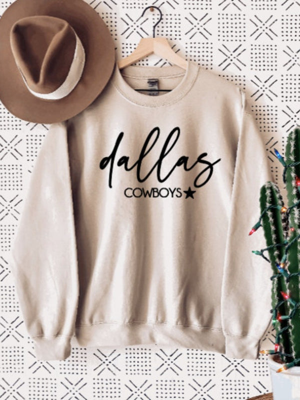 Womens Dallas Cowboys Printed Crewneck Sweatshirts
