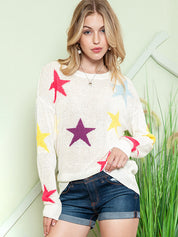 Chic Star Pattern Knit Sweater