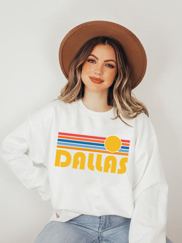 Womens Dallas Printed Crewneck Sweatshirts