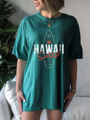 Ladies Hawii Surf Printed Oversized Short Sleeve Tee