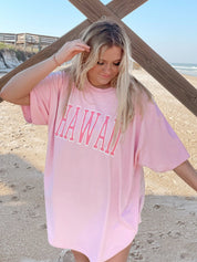 Women's Preppy Pink Hawaii Short Sleeve Shirt