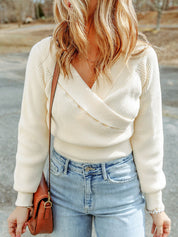 Women's Slim Fit V-neck Cropped Knit Sweater