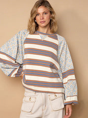 Ugly Pretty Flower Stripes Crewneck Sweatshirt