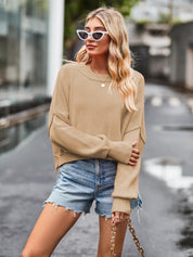Women's Slouchy Solid Crewneck Cashmere Baggy Sweater