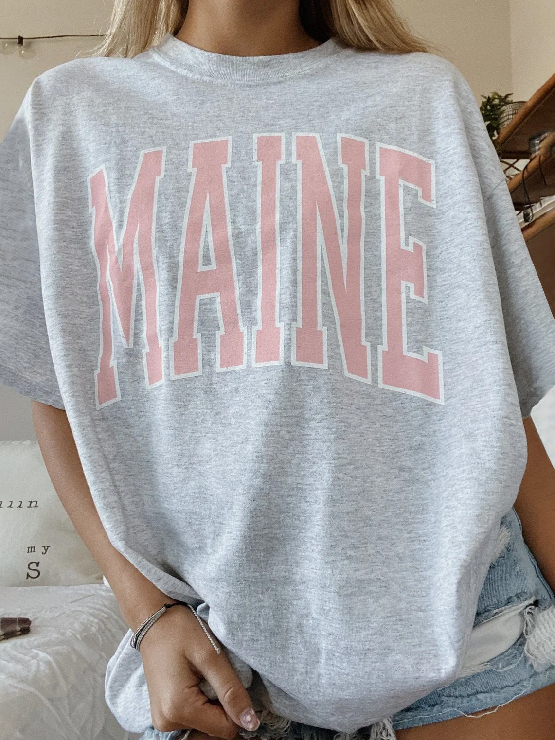 Ladies Maine Printed Oversized T-Shirt