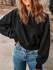 Vintage Crew Neck Backless Sweatshirt