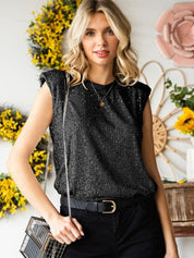Shiny Sequin Round Neck Tank Top