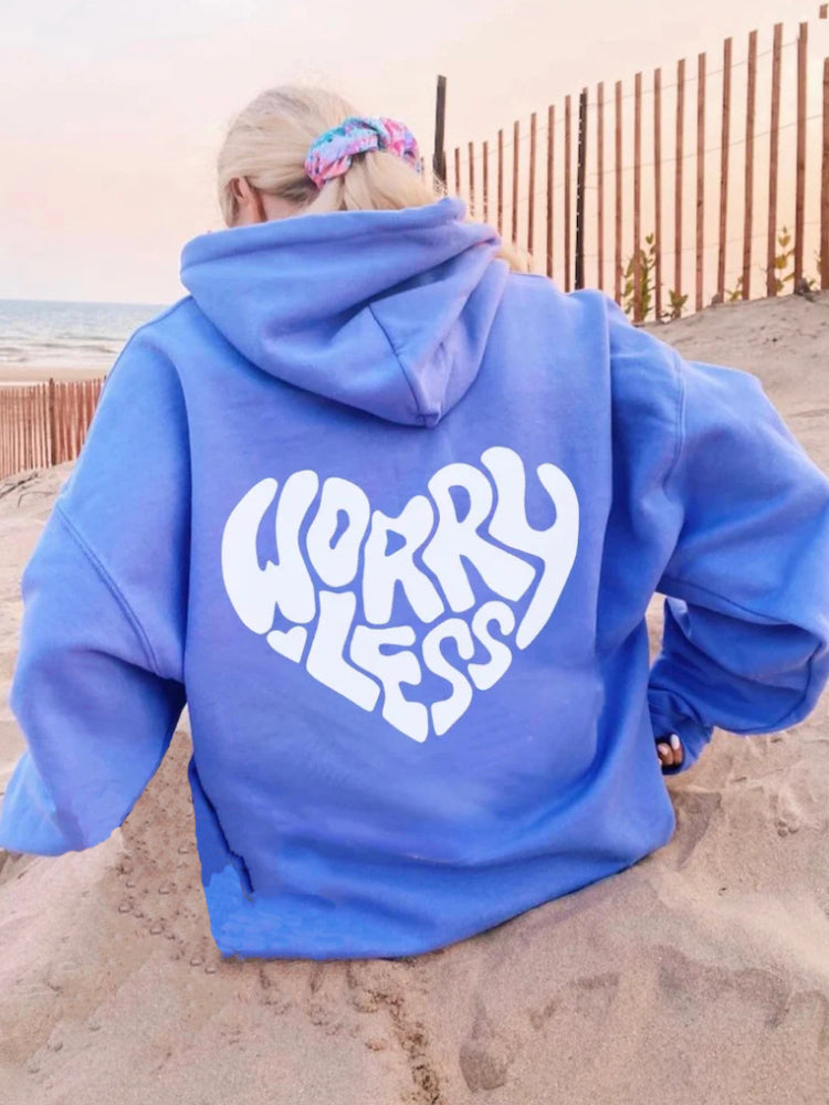 Womens Worry Less Printed Preppy Hoodies
