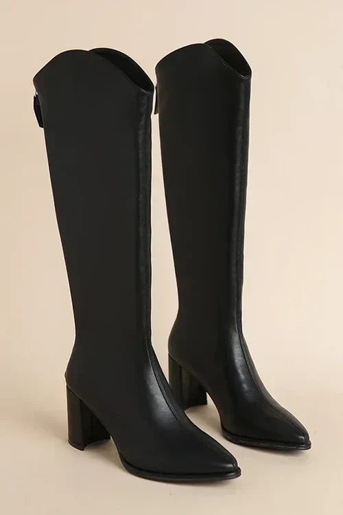 Block Heel Knee-High Boots