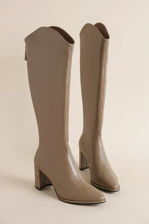 Block Heel Knee-High Boots