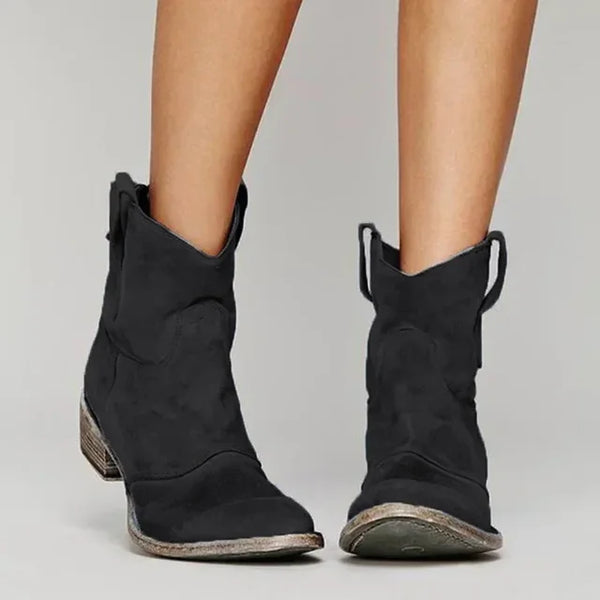 Western Pull-On Suede Boots