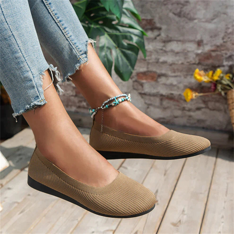 Rounded Knit Slip-On Flats