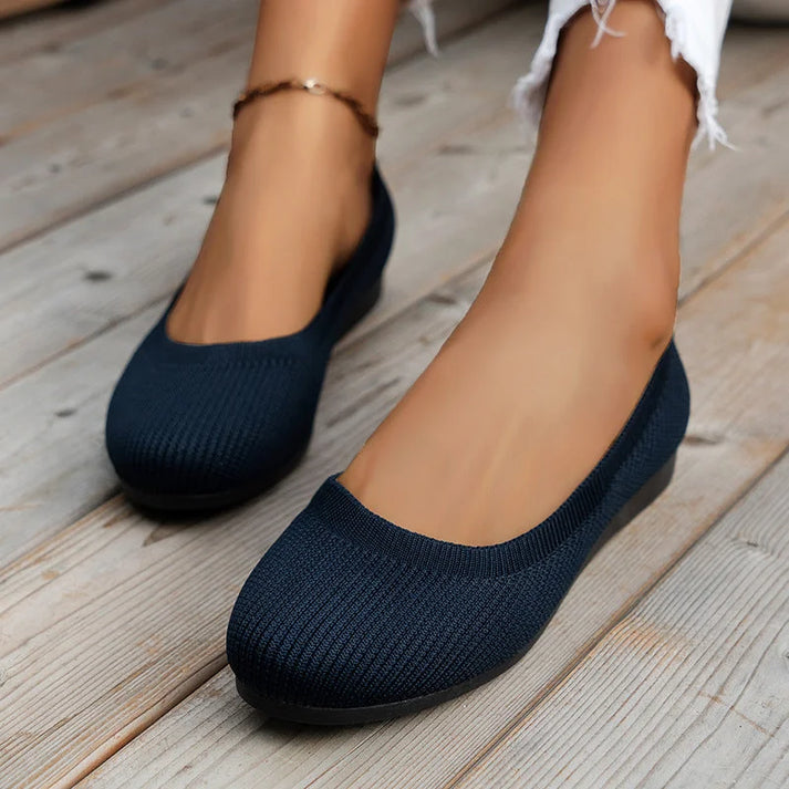Round-Toe Knit Ballet Flats