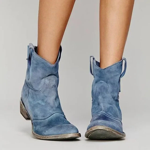 Western Pull-On Suede Boots