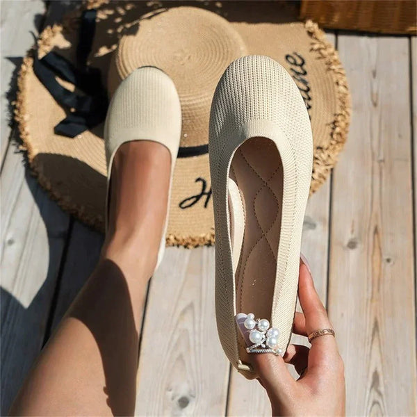 Rounded Knit Slip-On Flats