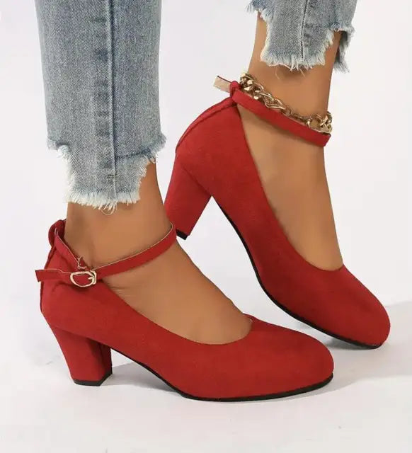 Zapatos de tacón bloque con correa en el tobillo
