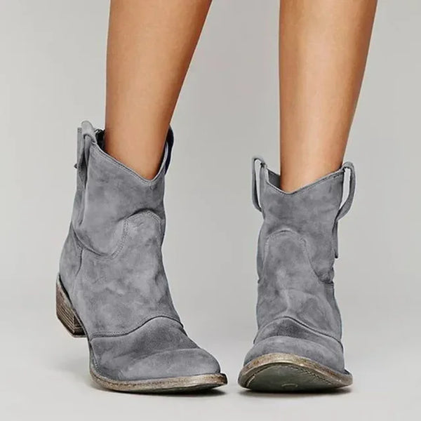Western Pull-On Suede Boots