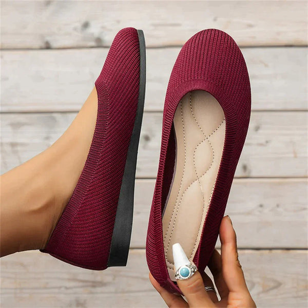 Rounded Knit Slip-On Flats