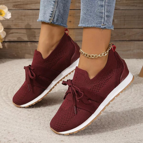 Knitted Lace-Up Sneakers