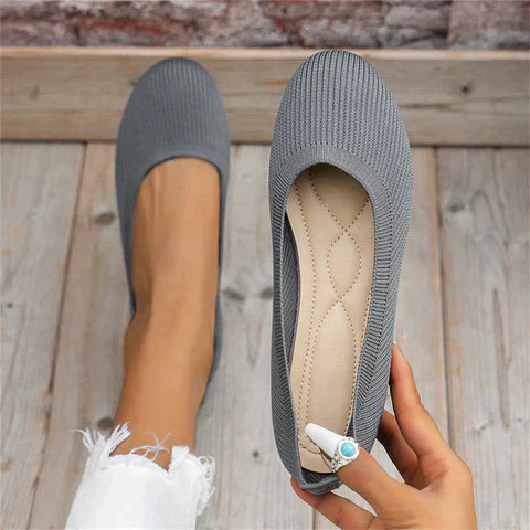 Rounded Knit Slip-On Flats