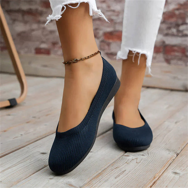 Rounded Knit Slip-On Flats