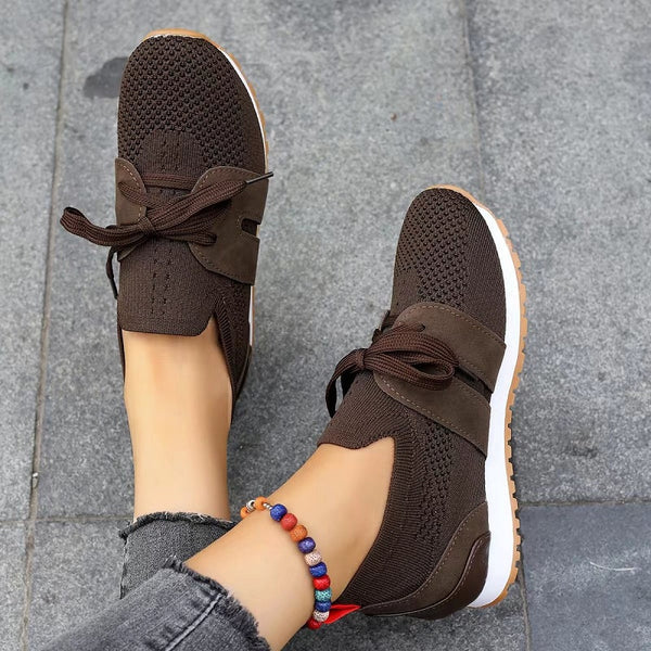 Knitted Lace-Up Sneakers