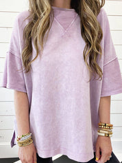 Women's Distressed Crew Neck Loose Shirt