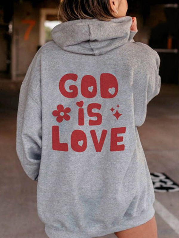 God Is Love Flower Printed Hoodie