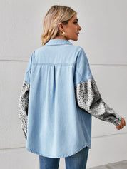 Women's Western Leopard Button Up Denim Shacket