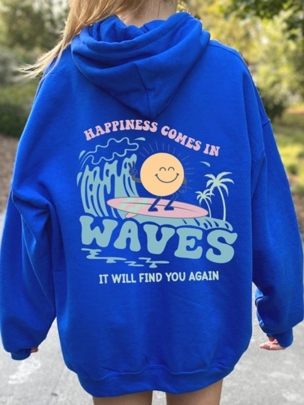 Aesthetic Summer Vibes Happiness Comes In Waves Hoodie