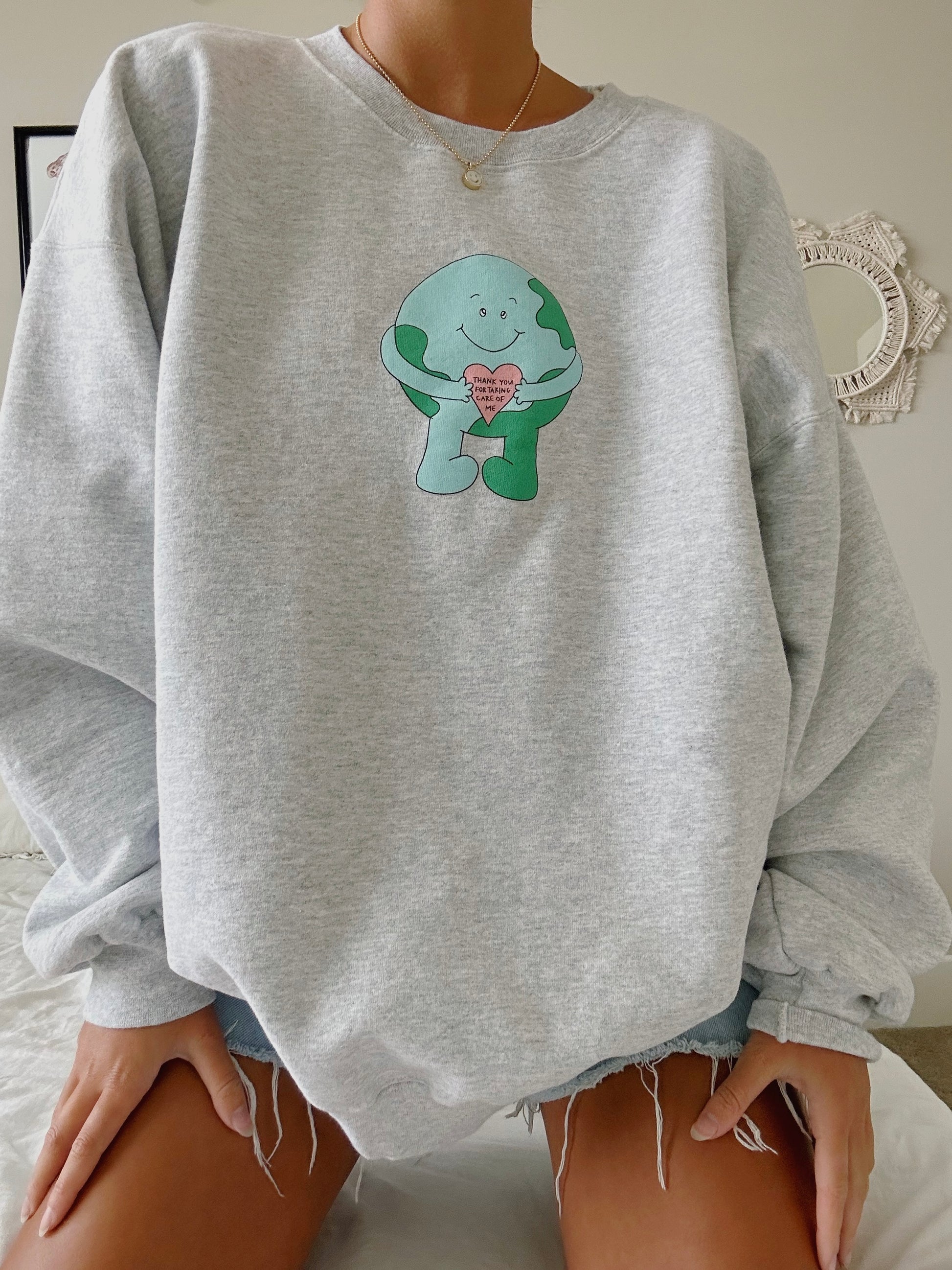 Earth Sprite Thank You For Taking Care Of Me Crew Neck Sweatshirt