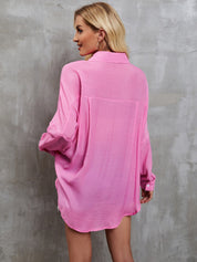 Women's Long Sleeve Single Breasted Solid Color Shirt