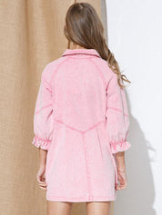 Women's Western Distressed Washed Denim Shirt Dress