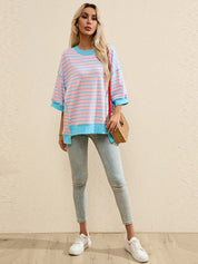 Women's Casual Crewneck Stripe Pullover Shirt