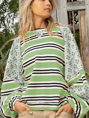Ugly Pretty Flower Stripes Crewneck Sweatshirt