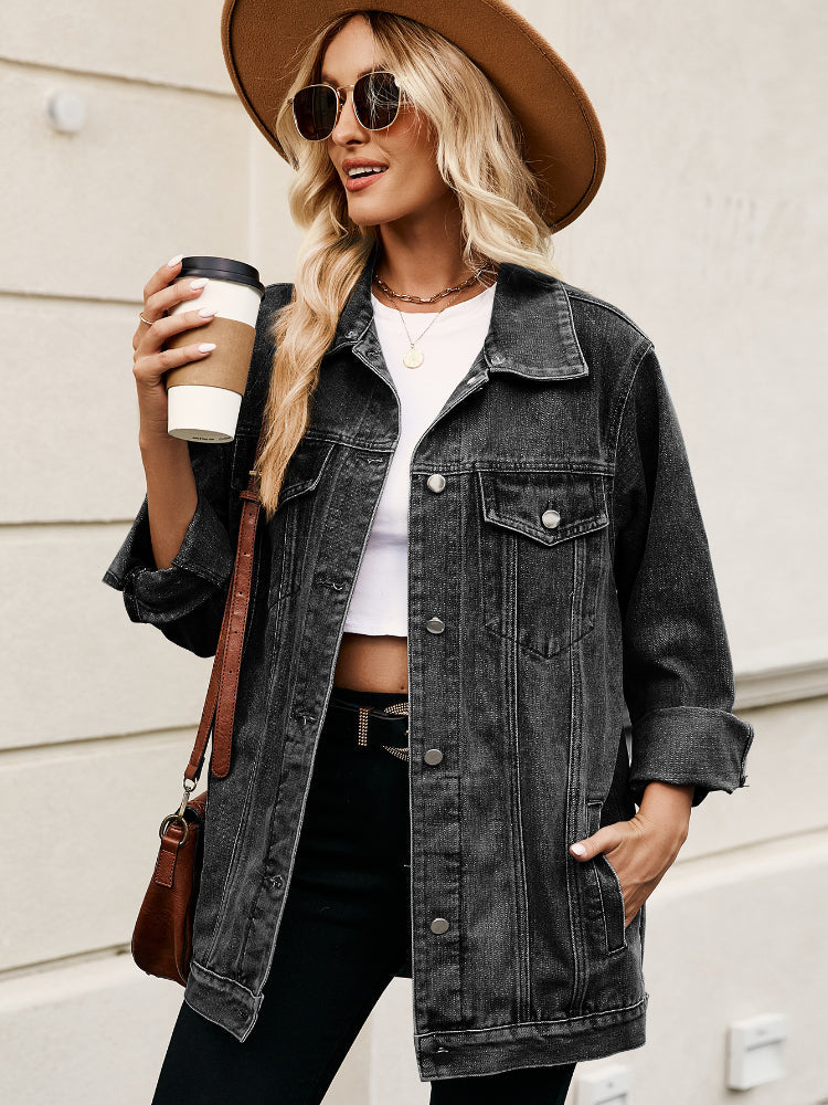 Women's Classic Slim Fit Lapel Denim Coat