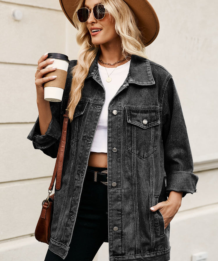 Women's Classic Slim Fit Lapel Denim Coat